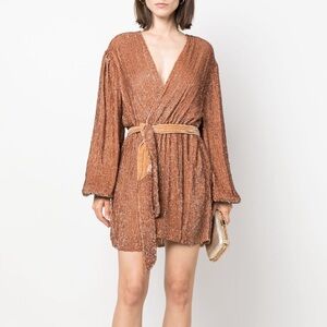 Retrofete Gabrielle Sequin Long-Sleeve Bronze Size Small